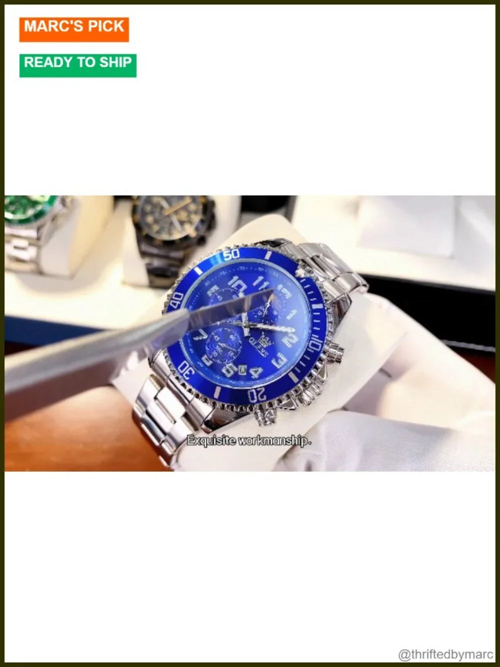 Men's Stainless Steel Watch Quartz Movement Chronograph Waterproof